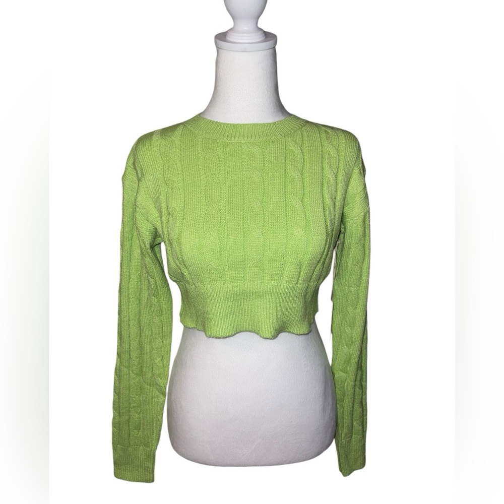 Neon Green Cropped Sweater Sz Small and Large